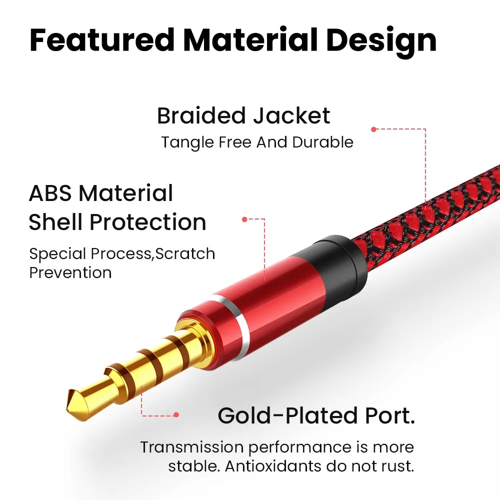 NNBILI 1.5M Jack 3.5Mm Audio Cable Nylon Braid 3.5Mm Car AUX Cable Headphone Extension Code for Phone MP3 Car Headset Speaker