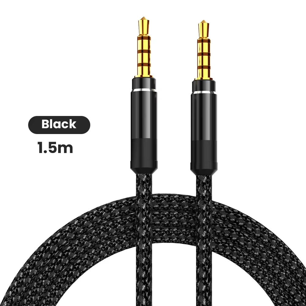 NNBILI 1.5M Jack 3.5Mm Audio Cable Nylon Braid 3.5Mm Car AUX Cable Headphone Extension Code for Phone MP3 Car Headset Speaker