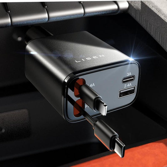 Retractable Car Charger [69W USB C Car Accessories Adapter ] for Iphone 16 USB C Charger Fast Charging, Travel Essentials Gifts for Women Men, Road Trip Essentials for Iphone 16E 16 15 14 13 12