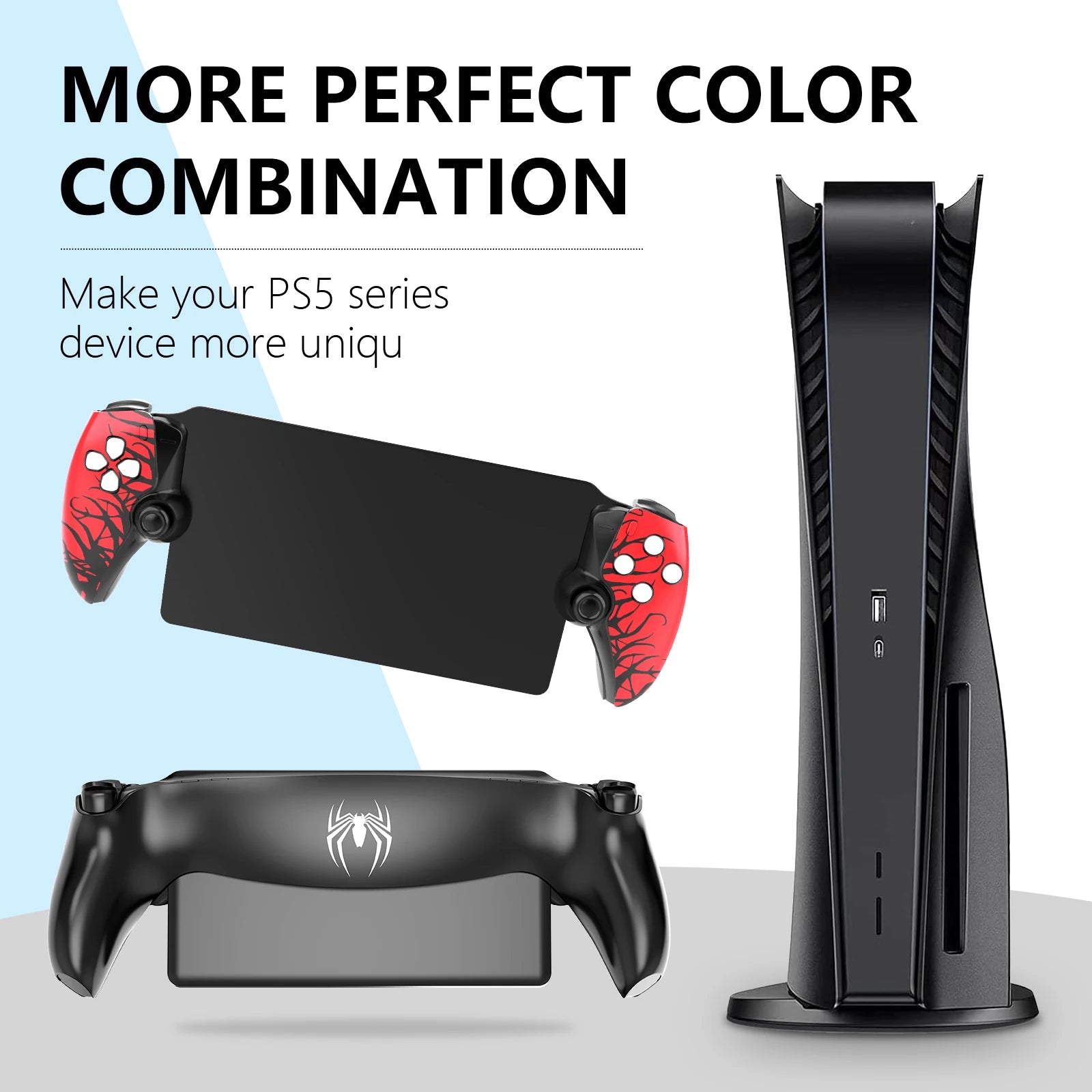 Full Set DIY Housing Case Cover Compatible with PS5 Portal Handheld Replacement Detachable Front Back Plate for Portal