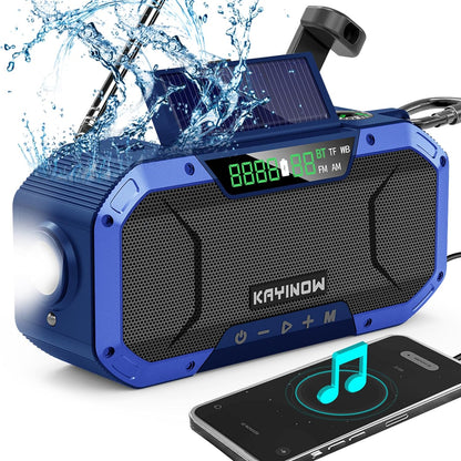 Auto Scan Emergency Weather Radio with Bluetooth Speaker NOAA FM Am,5000Mah Phong Power Bank with Usb-C/Hank Crank/Solar,Flashlight,Microsd Playback,Sos Alarm for Indoor/Outdoor Emergencies Survival