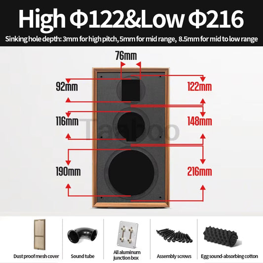 Experience Premium Sound with Our 8 Inch Three-Way Labyrinth Speaker Empty Box - Perfect for DIY Home Audio Projects!