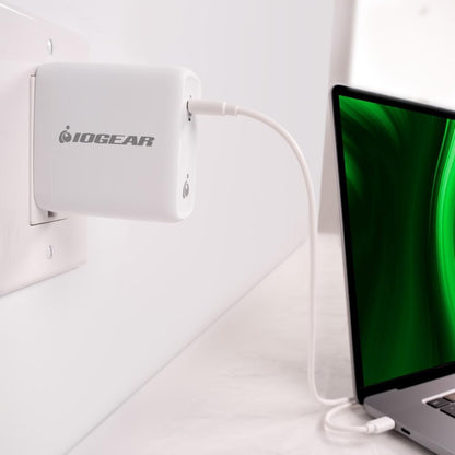 IOGEAR 100W USB-C GaN Wall Charger, Compact PD 3.0 Fast Charger with Foldable Plug, Travel-Ready Power Adapter for MacBook Pro, iPhone 15 Pro Max, Galaxy S24 Ultra, Steam Deck — GPAWC100W