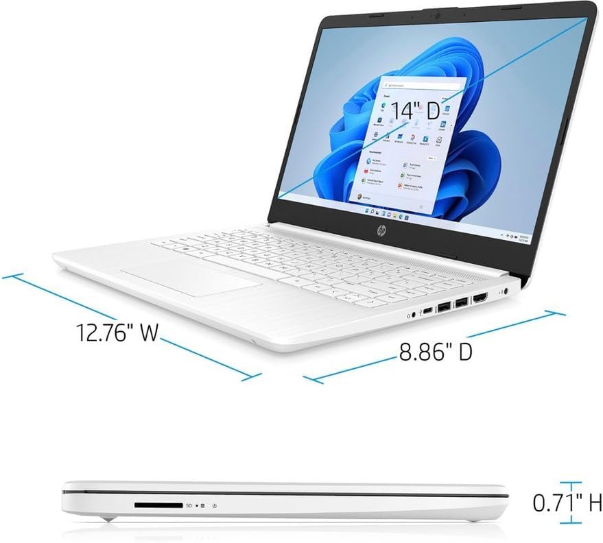 14" LED Business Laptop Computer, 16GB RAM 320GB Storage (64GB Emmc+256Gb SD Card), Intel Quad-Core N4120, Windows 11 S Laptop with 1-Year Microsoft Office 365, PLUSERA Earphones, White