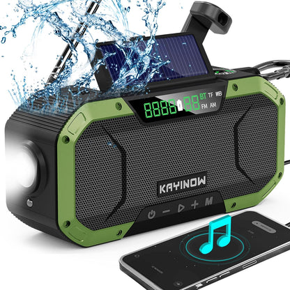 Auto Scan Emergency Weather Radio with Bluetooth Speaker NOAA FM Am,5000Mah Phong Power Bank with Usb-C/Hank Crank/Solar,Flashlight,Microsd Playback,Sos Alarm for Indoor/Outdoor Emergencies Survival