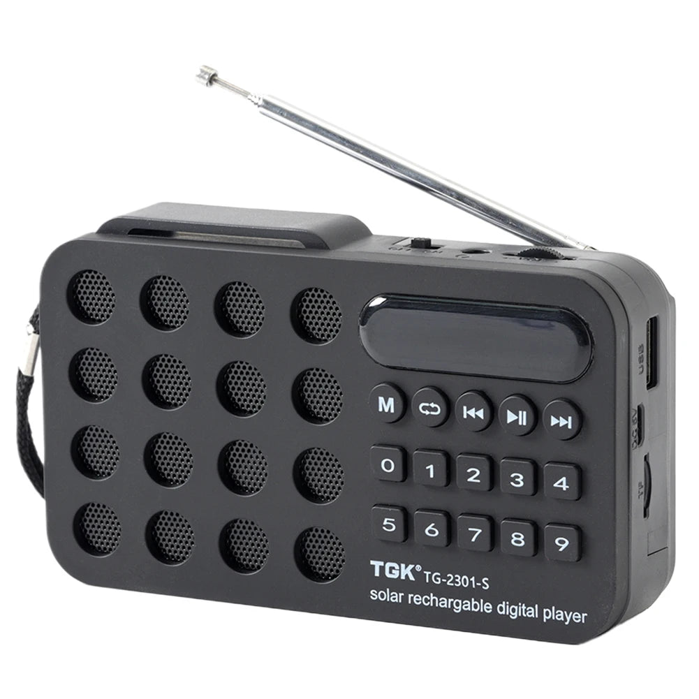 Digital Radio Speaker Music Player Bluetooth-Compatible Solar Charging/Rechargeable Battery Operated MP3 Player Built-In Speaker