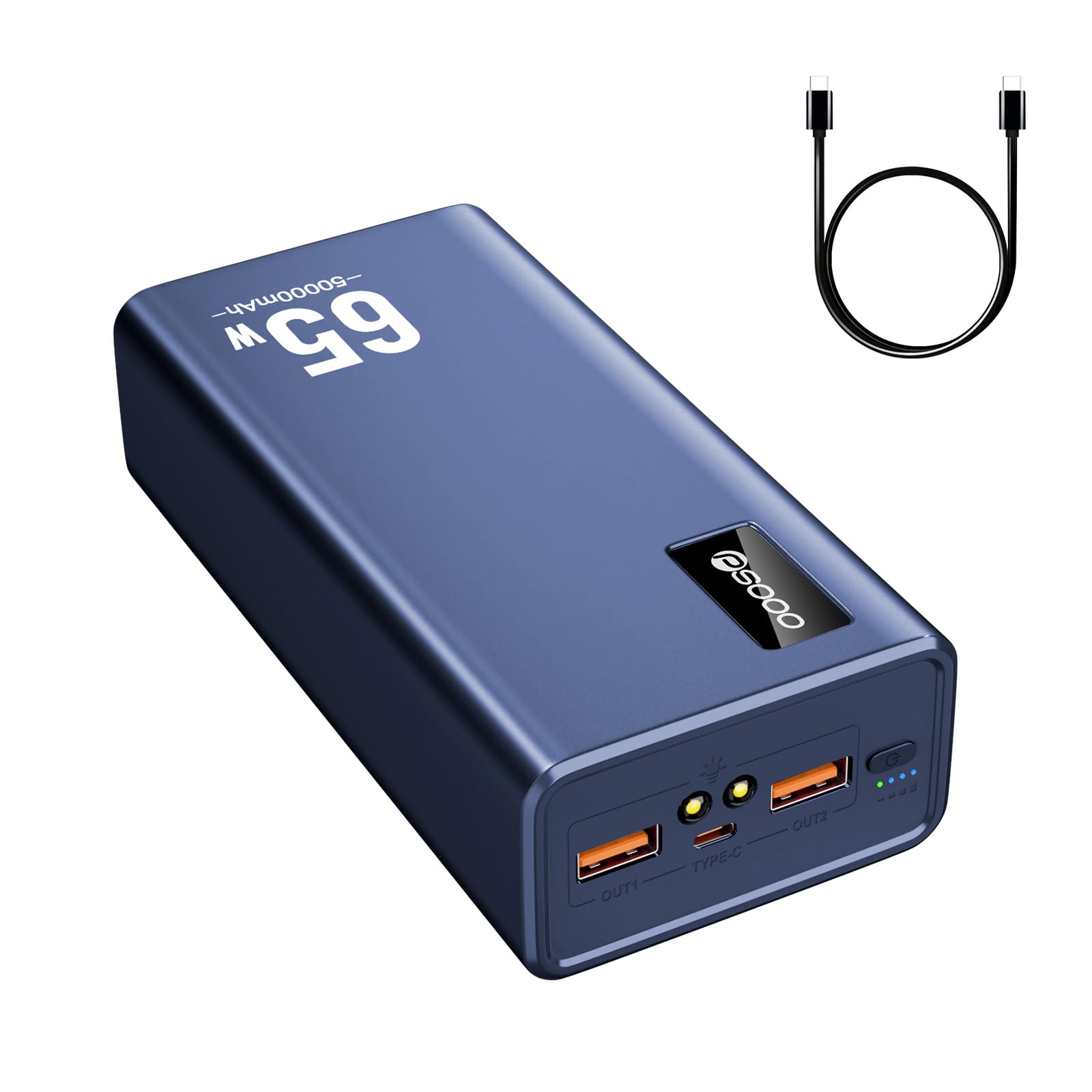 Power Bank Fast Charging 50000mAh, 65W Laptop Portable Charger USB C Compatible with MacBook Dell, PD External Battery Bank Compatible with iPhone 14/13, Cell Phone, Tablet, 3 Output &1 Input(Black)