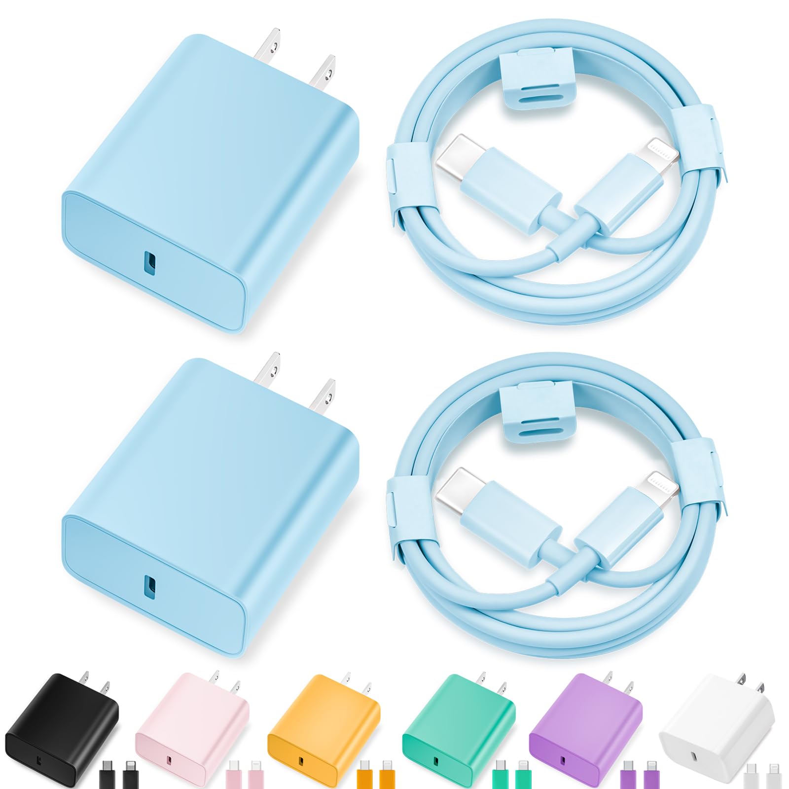 iPhone Charger Fast Charging,[Apple MFi Certified] 2Pack 20W Type C Fast Charger Block with 6FT USB C to Lightning Cable Compatible for iPhone 14/13/12/11 Pro Max/Xs Max/XR/X,iPad（White）