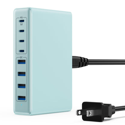 200W USB C Charger Block,GaN IV Charging Station 8 Ports,QC4.0 Fast Charging Station Hub+PD 65W USB C Laptop Charger Adapter Compatible with MacBook Air/Pro,DELL,iPhone 16/15,iPad,Steam Deck-Black