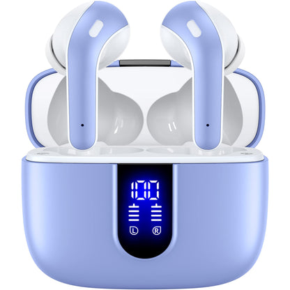 TAGRY Bluetooth Headphones True Wireless Earbuds 60H Playback LED Power Display Earphones with Wireless Charging Case IPX5 Waterproof in-Ear Ear buds with Mic for TV Smart Phone Laptop Computer Sports
