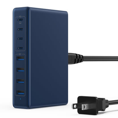 200W USB C Charger Block,GaN IV Charging Station 8 Ports,QC4.0 Fast Charging Station Hub+PD 65W USB C Laptop Charger Adapter Compatible with MacBook Air/Pro,DELL,iPhone 16/15,iPad,Steam Deck-Black