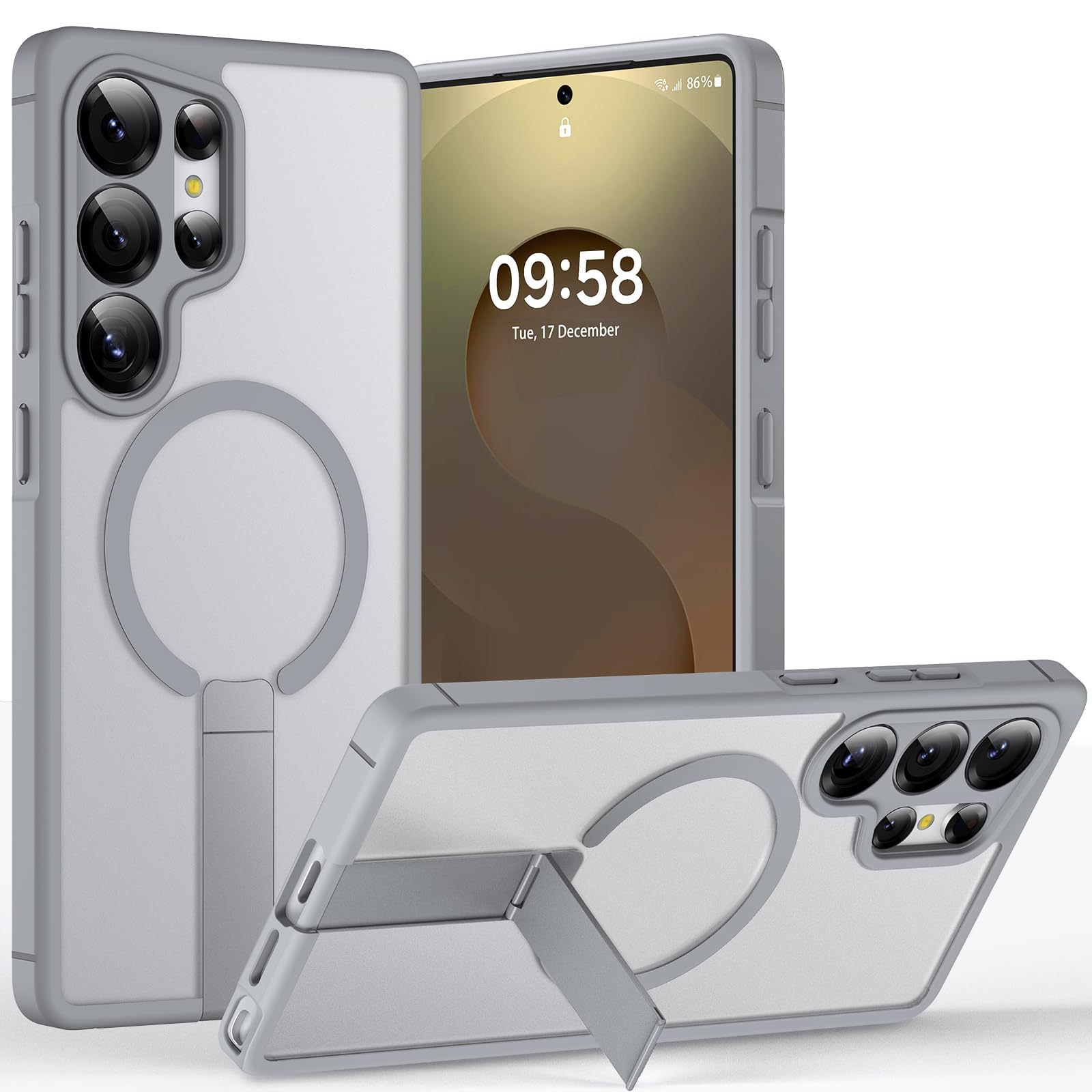 TOCOL for Samsung Galaxy S22 Ultra Case Magnetic, [Wireless Charging Compatible ][Military Drop Protection] Translucent Matte Back Cover for S22 Ultra, Black