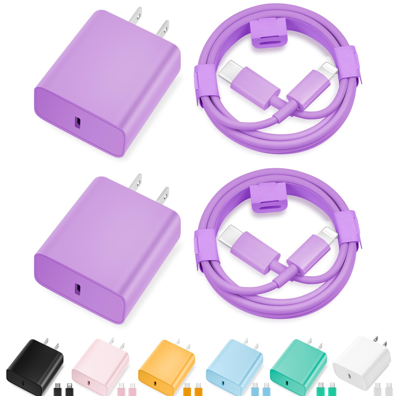 iPhone Charger Fast Charging,[Apple MFi Certified] 2Pack 20W Type C Fast Charger Block with 6FT USB C to Lightning Cable Compatible for iPhone 14/13/12/11 Pro Max/Xs Max/XR/X,iPad（White）