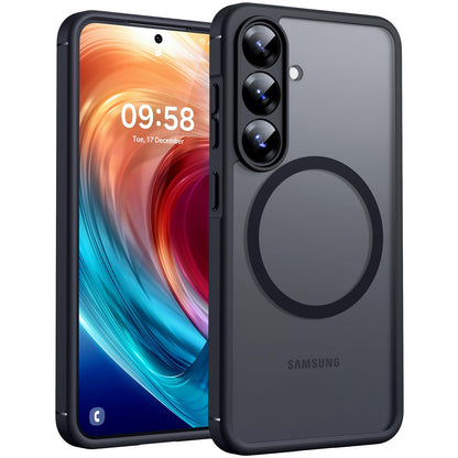 TOCOL for Samsung Galaxy S22 Ultra Case Magnetic, [Wireless Charging Compatible ][Military Drop Protection] Translucent Matte Back Cover for S22 Ultra, Black