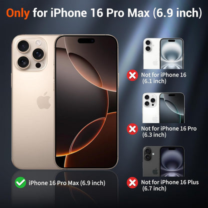 SUPFINE Magnetic for iPhone 16 Pro Max Case (Compatible with MagSafe) (Military Grade Drop Protection) Slim Translucent Matte Shockproof with Anti-Fingerprint Phone Case, Black