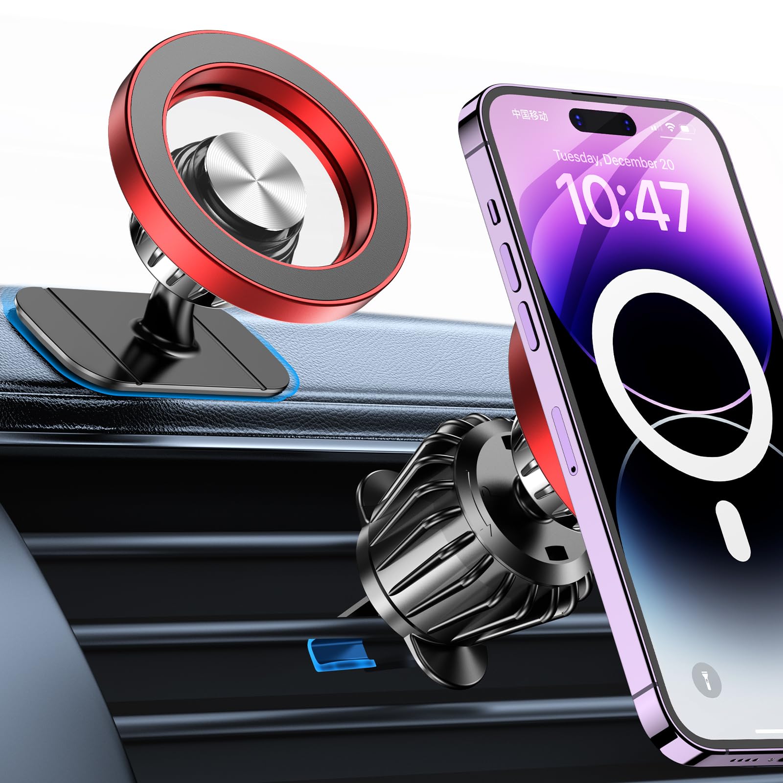 Kaistyle for Magsafe Car Mount【20 Strong Magnets】Magnetic Phone Holder for Car Phone Holder Mount Dash【360°】Cell Phone Holders for Your Car Accessories for Women Men iPhone 16 Pro Max 15 14 13 12 Plus
