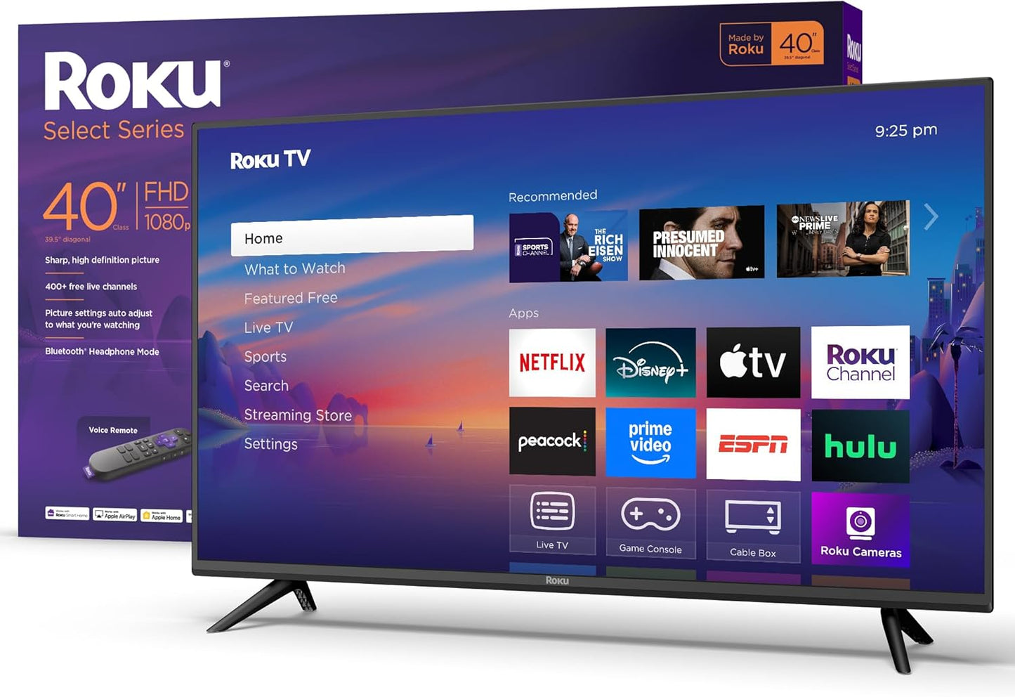 Smart TV 2025 – 40-Inch Select Series, 1080P Full HD TV – tv with Voice Remote – Flat Screen LED Television with Wi-Fi for Streaming Live Local News, Sports, Family Entertainment
