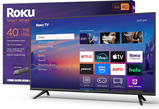Smart TV 2025 – 40-Inch Select Series, 1080P Full HD TV – tv with Voice Remote – Flat Screen LED Television with Wi-Fi for Streaming Live Local News, Sports, Family Entertainment