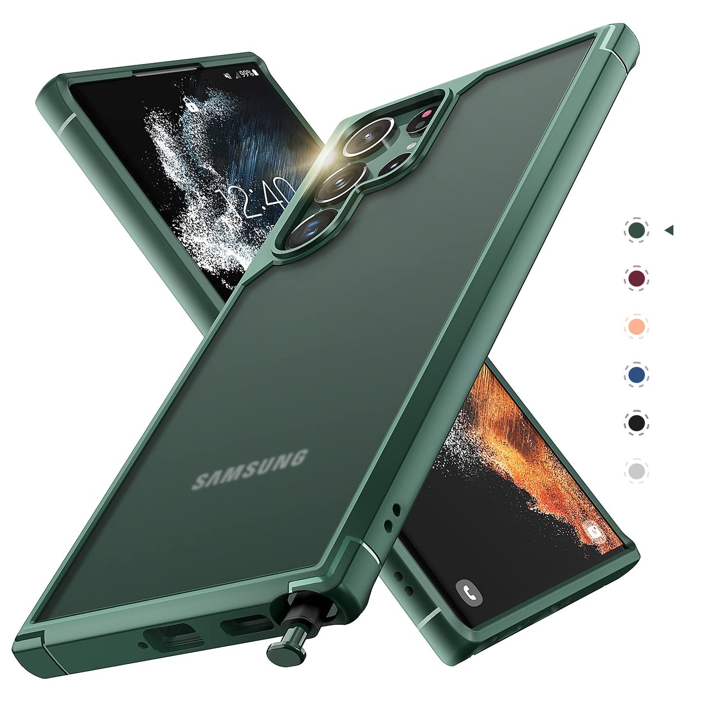 TOCOL for Samsung Galaxy S22 Ultra Case Magnetic, [Wireless Charging Compatible ][Military Drop Protection] Translucent Matte Back Cover for S22 Ultra, Black