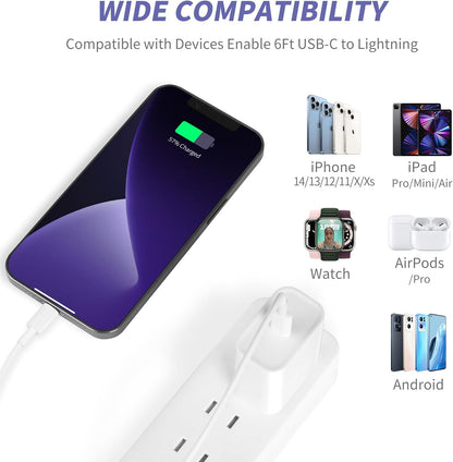 iPhone Charger Fast Charging,[Apple MFi Certified] 2Pack 20W Type C Fast Charger Block with 6FT USB C to Lightning Cable Compatible for iPhone 14/13/12/11 Pro Max/Xs Max/XR/X,iPad（White）