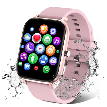 Smart Watch for Men Women Compatible with iPhone Samsung Android Phone 1.83 inch Full Touch Screen IP68 Waterproof Bluetooh Fitness Tracker Heart Rate/Sleep Monitor, Black