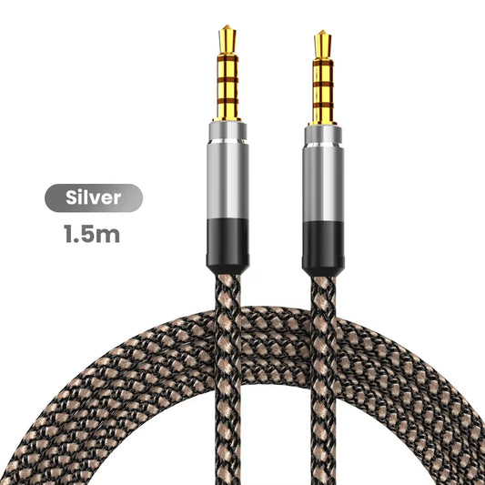 NNBILI 1.5M Jack 3.5Mm Audio Cable Nylon Braid 3.5Mm Car AUX Cable Headphone Extension Code for Phone MP3 Car Headset Speaker