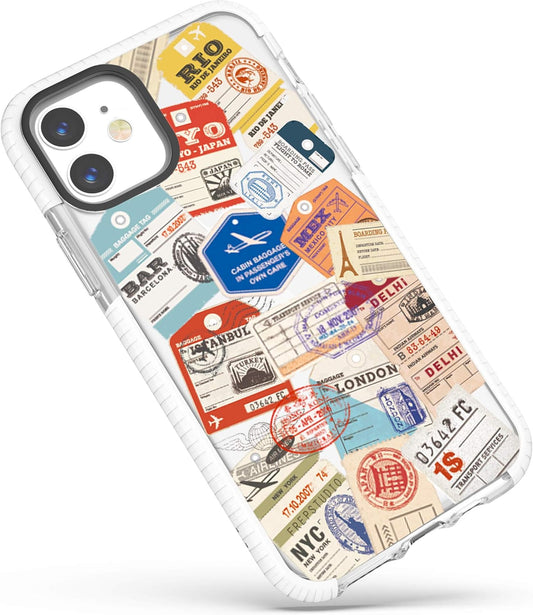 Case Compatible for Iphone 11 Cute ,Funny Stylish Airline Tags Travel Stamps Boarding Pass Clear Case with Design Transparent Soft Shockproof Protective Case Cover Compatible for Iphone 11(2019)