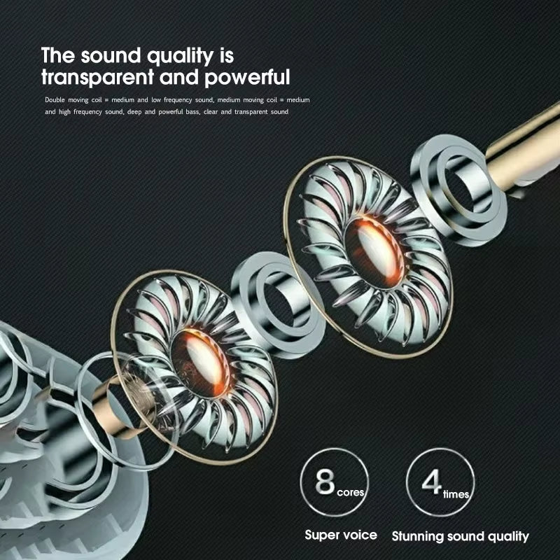 TWS Semi-In-Ear Wireless Headphones, Noise-Cancelling Bluetooth Headphones, Long Battery Life and Large Battery Capacity