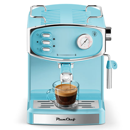 20 Bar Espresso Machine - Professional Compact Espresso Maker With Milk Frother, 54oz Large Water Tank, Low Noise, For Cappuccino, Latte, Blue