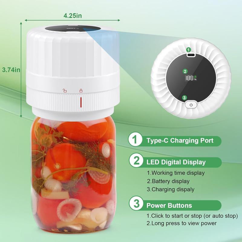 Revolutionize Your Kitchen with the VP06+ Electric Mason Jar Vacuum Sealer – Cordless, Efficient, and Perfect for Preserving Freshness!