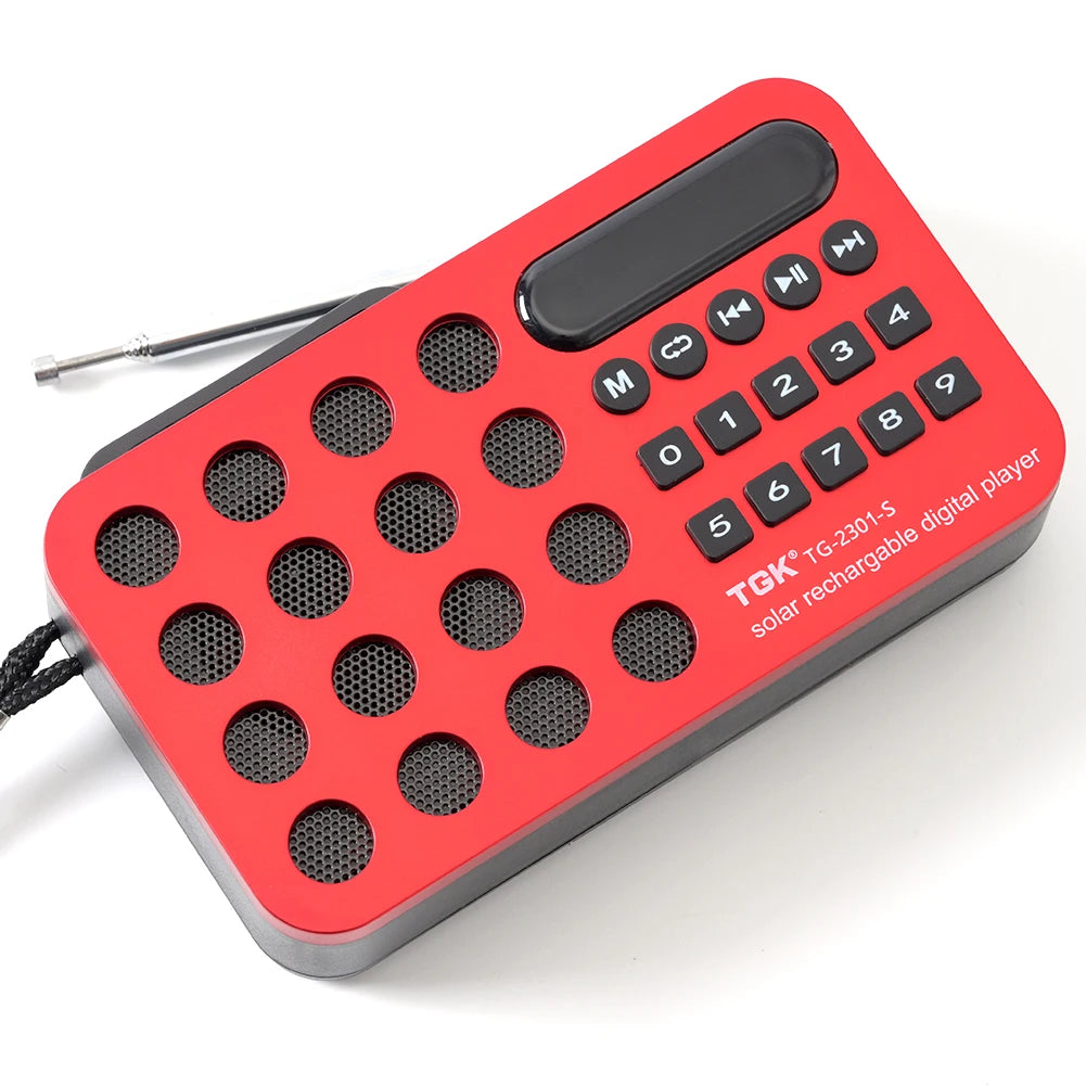Digital Radio Speaker Music Player Bluetooth-Compatible Solar Charging/Rechargeable Battery Operated MP3 Player Built-In Speaker