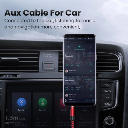 NNBILI 1.5M Jack 3.5Mm Audio Cable Nylon Braid 3.5Mm Car AUX Cable Headphone Extension Code for Phone MP3 Car Headset Speaker