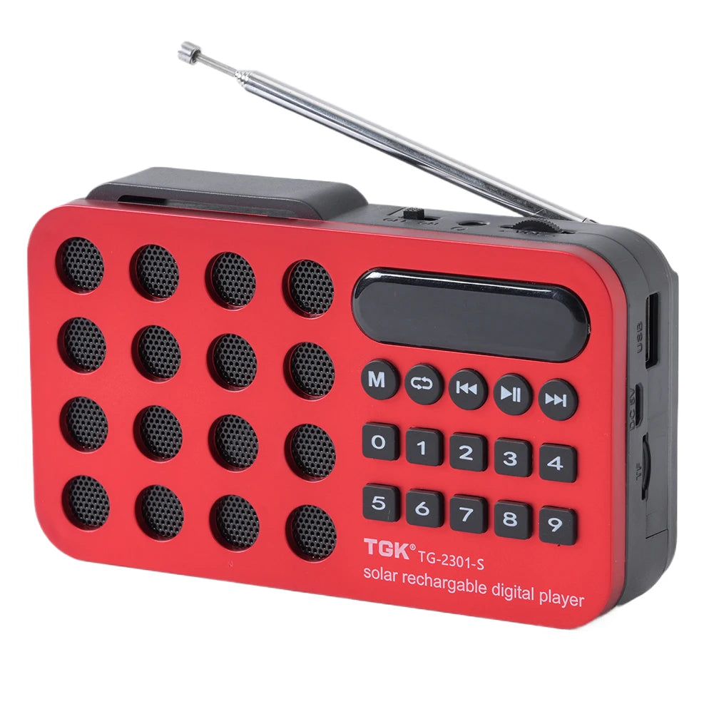 Digital Radio Speaker Music Player Bluetooth-Compatible Solar Charging/Rechargeable Battery Operated MP3 Player Built-In Speaker