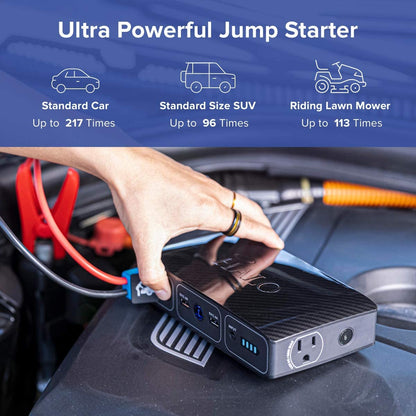 HALO Bolt 58830 Mwh Portable Phone Laptop Charger Car Jump Starter with AC Outlet and Car Charger, Usb