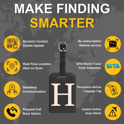 Initials Bag tag H  [pack 2]