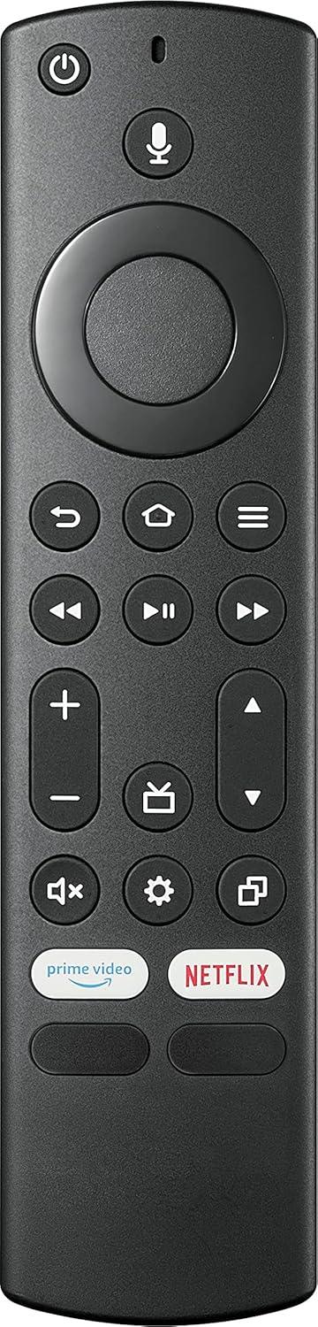 Insignia remote control for 32 inch smart TV with Alexa featuring navigation and streaming buttons
