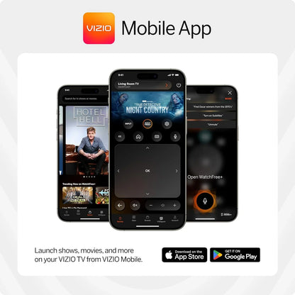 Vizio mobile app interface showing remote control and streaming options for 40 inch smart TV with Alexa