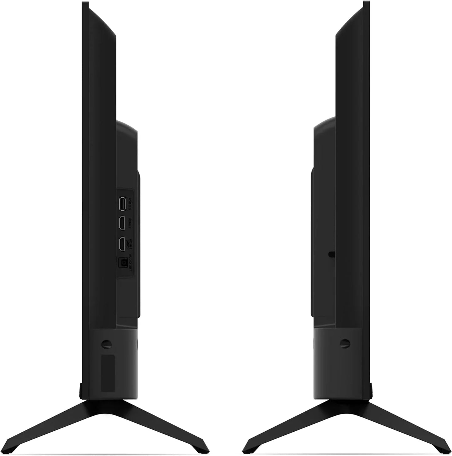 Side view of Vizio 40 inch smart TV with Alexa showing slim profile and HDMI ports